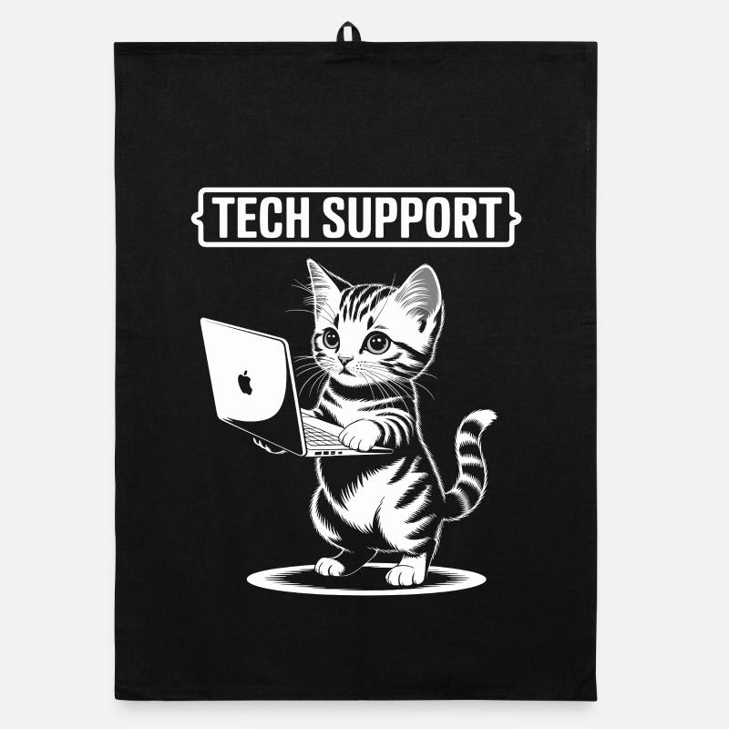 Funny Tech Support Cute Cat Ironic IT Organic Geschirrtuch