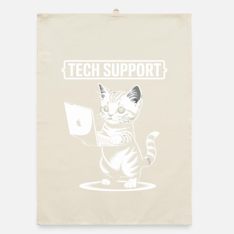 Support technique amusant, chat mignon, informatique ironique Torchon bio