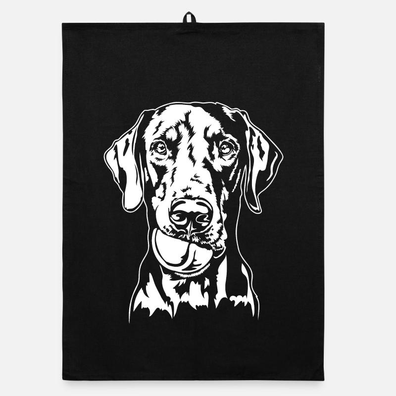Dobermann Ball Balljunkie Hunde Wilsigns Organic Geschirrtuch