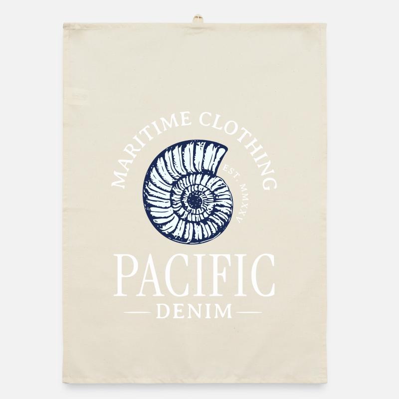 Nautical Shell Spiral Print Organic dish towel