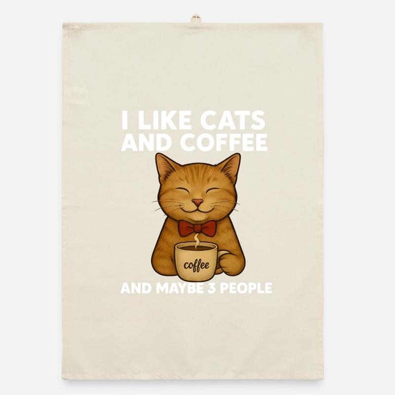Coffee Cat: Purring with Mug Organic dish towel