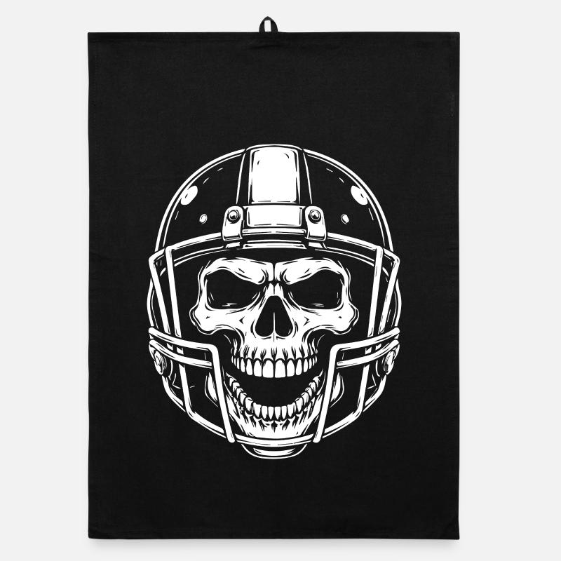 Skull in Helmet Gridiron Edge Organic dish towel