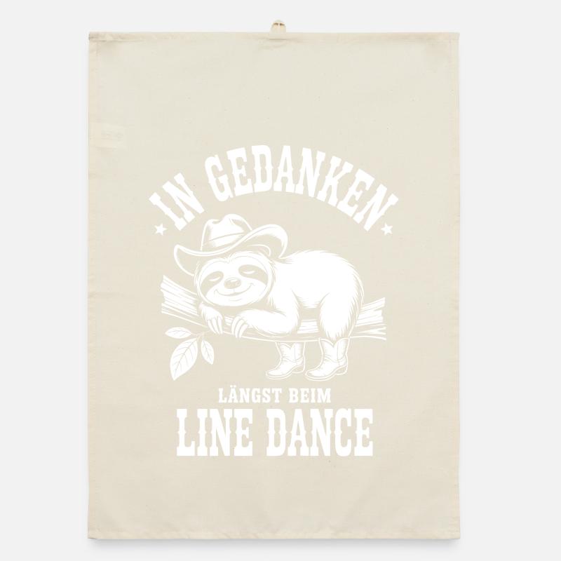 Sloth Line Dance Thoughts Organic dish towel
