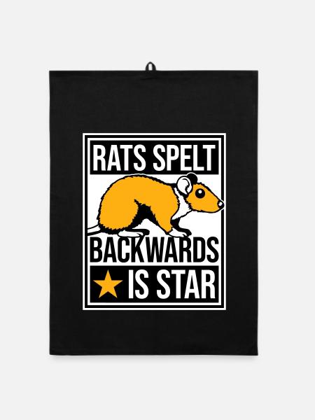 Rats Spelt Backwards Is Star Lustiger Ratte Spruch - Organic Geschirrtuch - Schwarz - Vorne