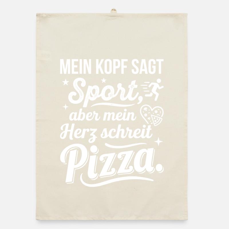 Sport oder Pizza lustiger Spruch Organic Geschirrtuch