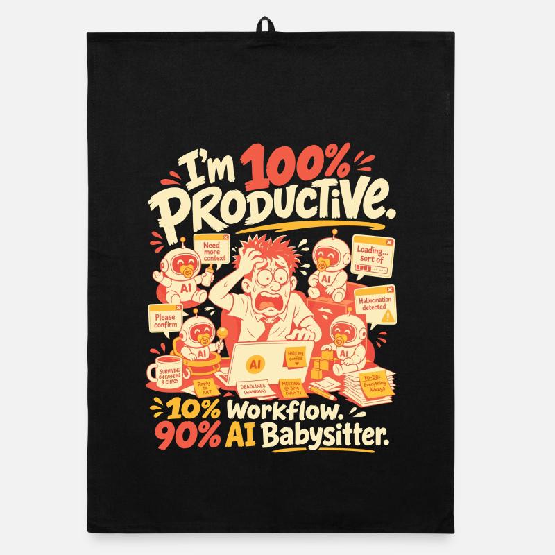 AI Babysitter Productive Chaos Organic dish towel
