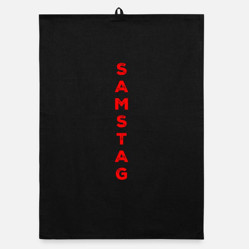 Saturday - red Organic dish towel