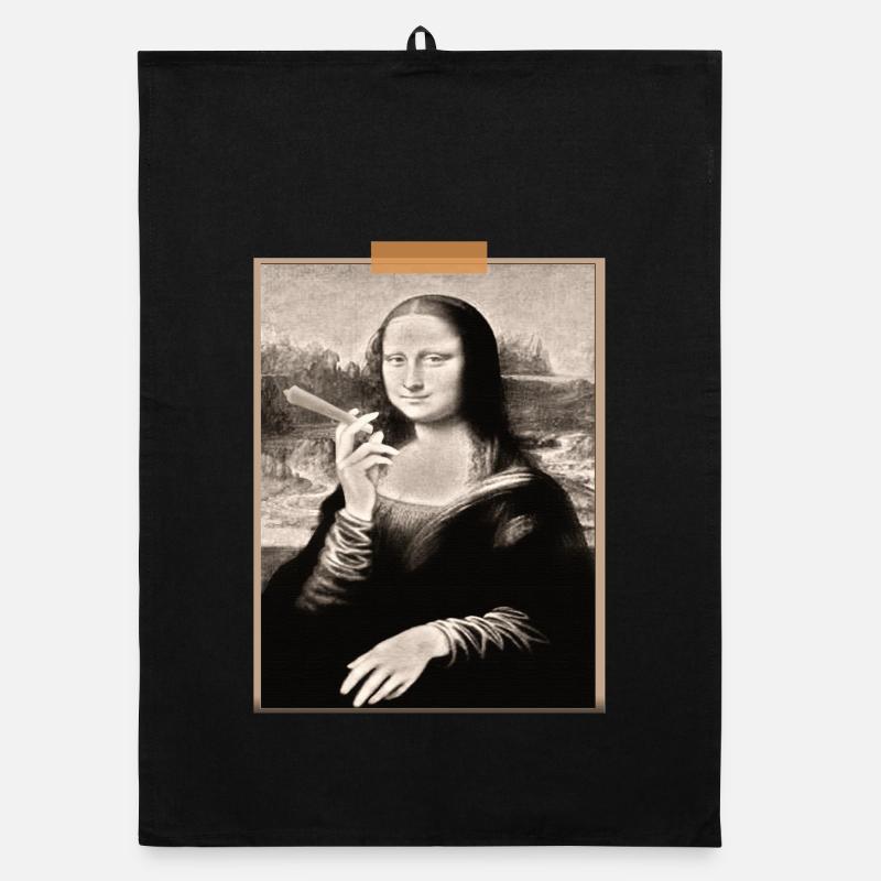 Mona Lisa Modernized Cigarette T-shirt Organic dish towel