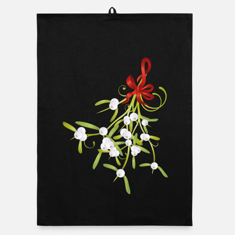 Mistletoe mistletoe berries Christmas bow Organic dish towel