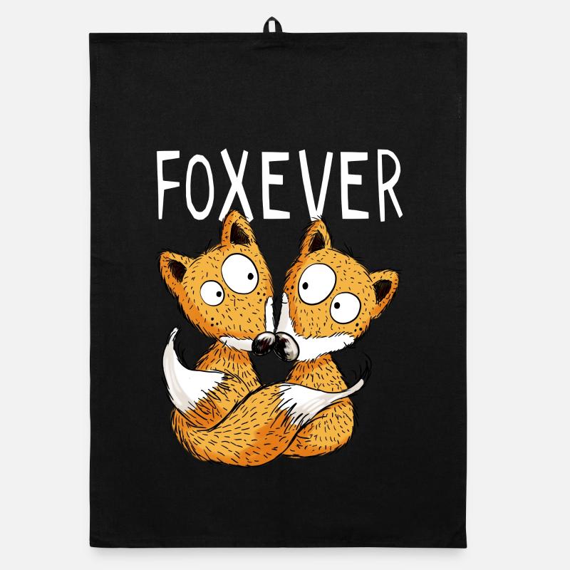 Foxever - Forever - Fuchs - Partnerschaft - Paar Organic Geschirrtuch