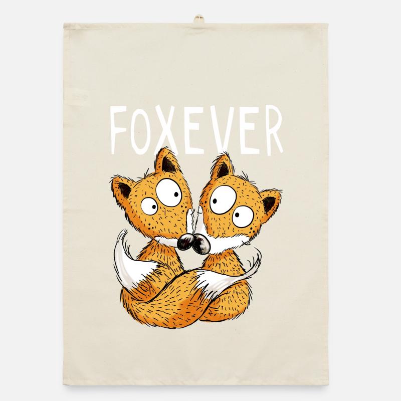 Foxever - Forever - Fuchs - Partnerschaft - Paar Organic Geschirrtuch