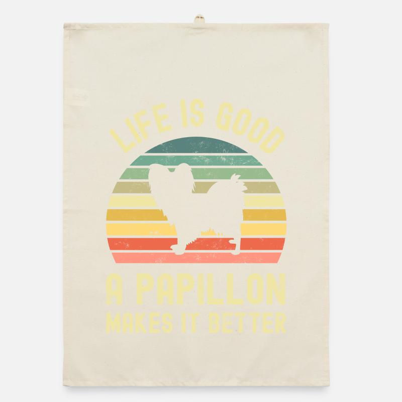 Dog Papillon Organic dish towel