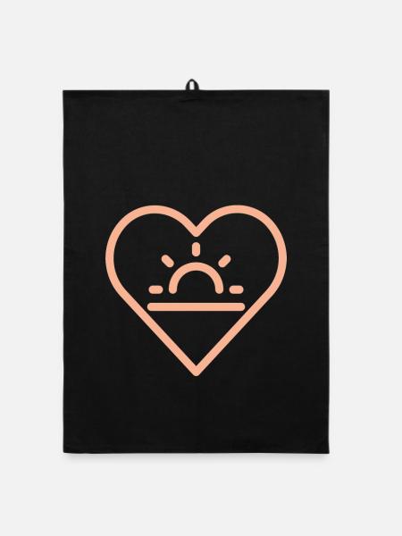 Sun in the heart - Organic dish towel - black - Front