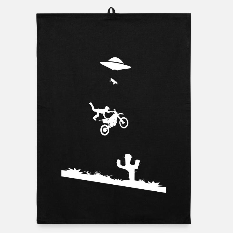 Cascade de motocross avec des extraterrestres et des vaches Torchon bio