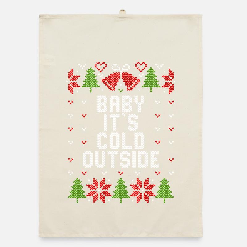 Pull de Noël moche / Bébé, il fait froid dehors Torchon bio