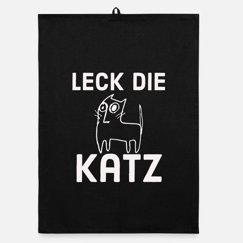 Leck die Katz - Organic Geschirrtuch - Schwarz
