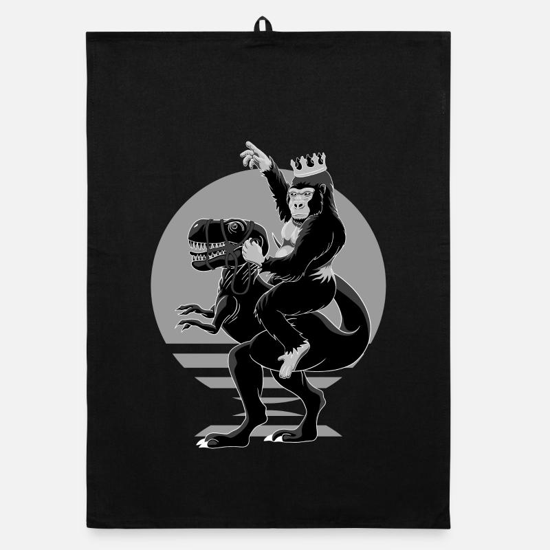 Roi Gorille Chevauchant Un T-Rex Comme Napoléon Torchon bio