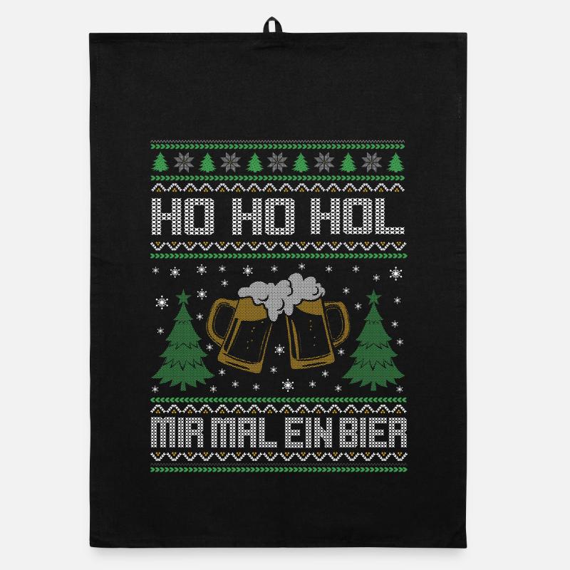 Ho Ho Ho hol mir mal ein Bier ugly Christmas Organic Geschirrtuch