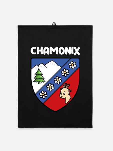 Drapeau Mignon Chamonix Mont Blanc Haute Savoie - Torchon bio - noir - Devant