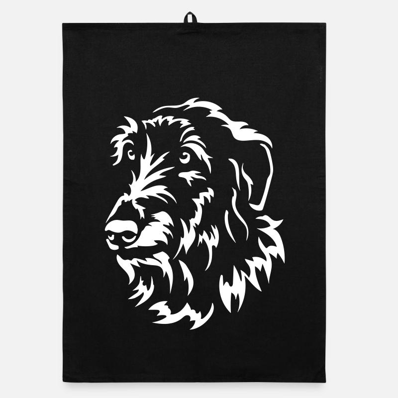 Scottish Deerhound Kopf "Black Edition" - Organic Geschirrtuch - Schwarz