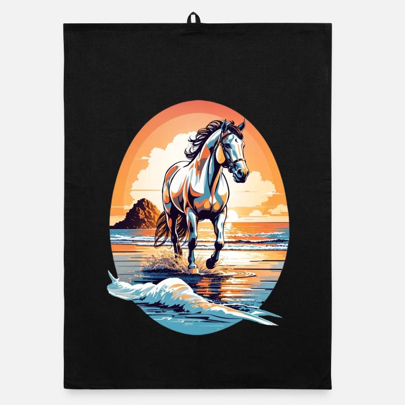Pferd am Strand Organic Geschirrtuch