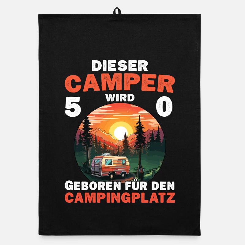 Lustiger Camper Wohnmobil 50 Geburtstag Camping Organic Geschirrtuch