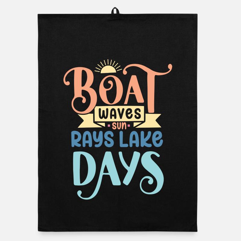 Boat Waves Sun Rays Lake Days Organic dish towel