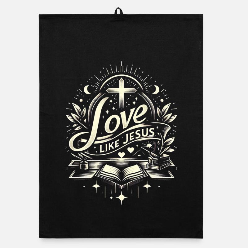 Liebe wie Jesus Bibel Kreuz Organic Geschirrtuch