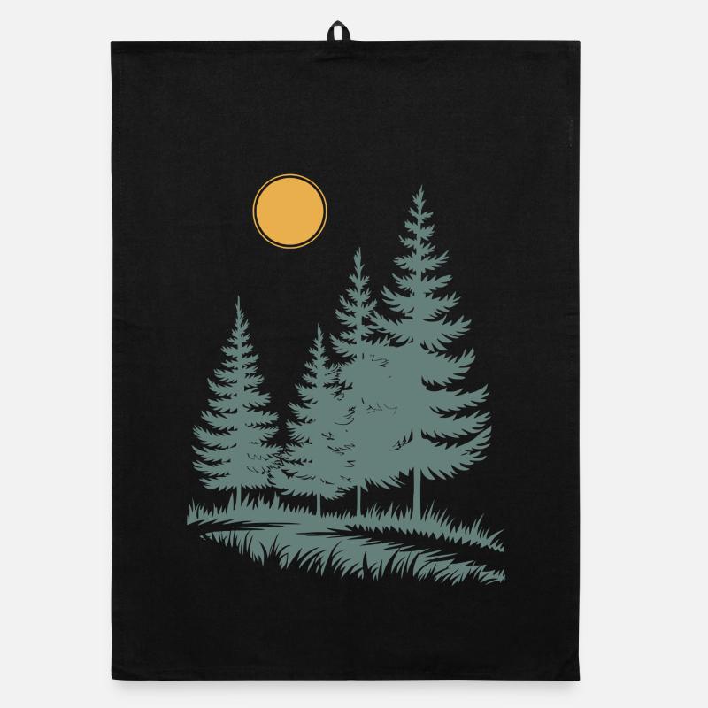 Silhouette de pin ensoleillé Torchon bio