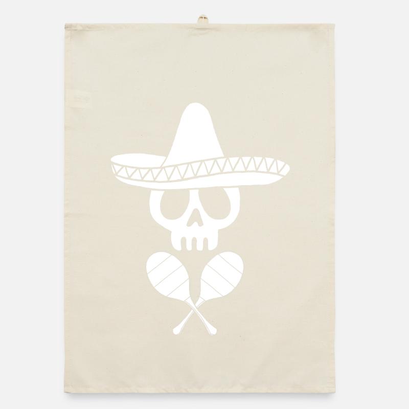 Crâne mexicain blanc Torchon bio