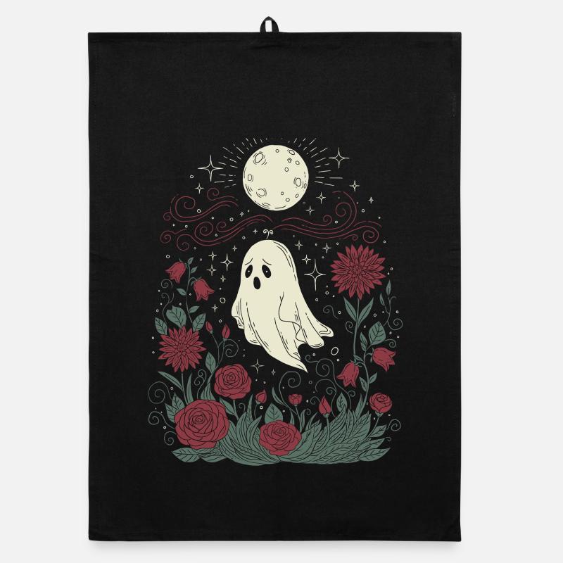 Fantôme et roses Torchon bio