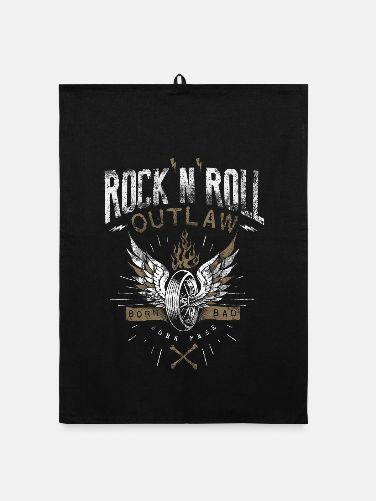 Rock & Roll Outlaw - Organic Geschirrtuch - Schwarz - Vorne