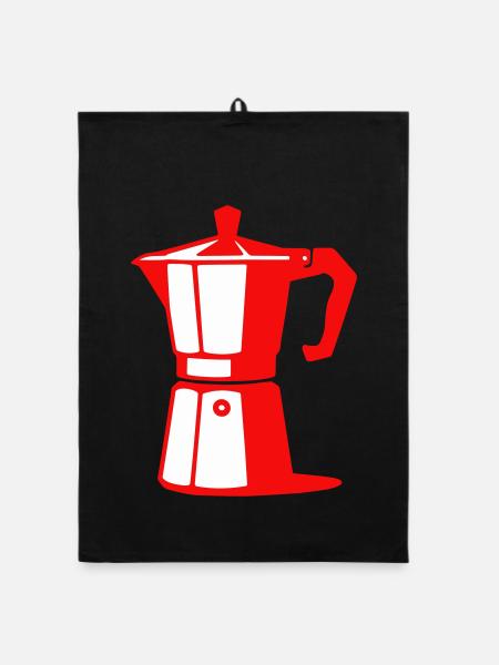 Coffee Pot Illustration for Cafe Lovers - Organic dish towel - black - Front