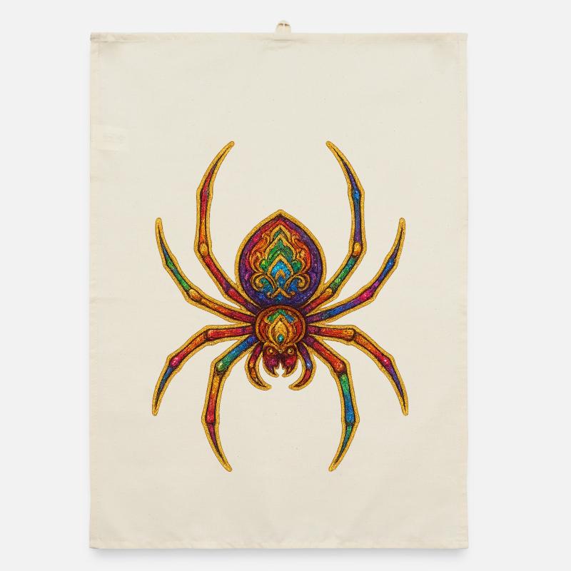 Rainbow Spider Ornament Organic dish towel