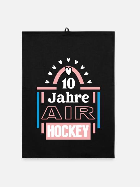 Anniversaire du hockey sur coussin d’air 10 ans Joueur de hockey sur coussin d’air - Torchon bio - noir - Devant