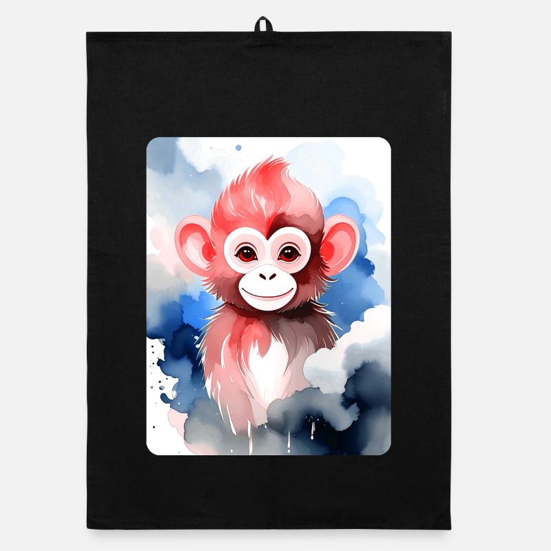 Little Monkey (Portrait) (Reddish-Brown) Organic dish towel