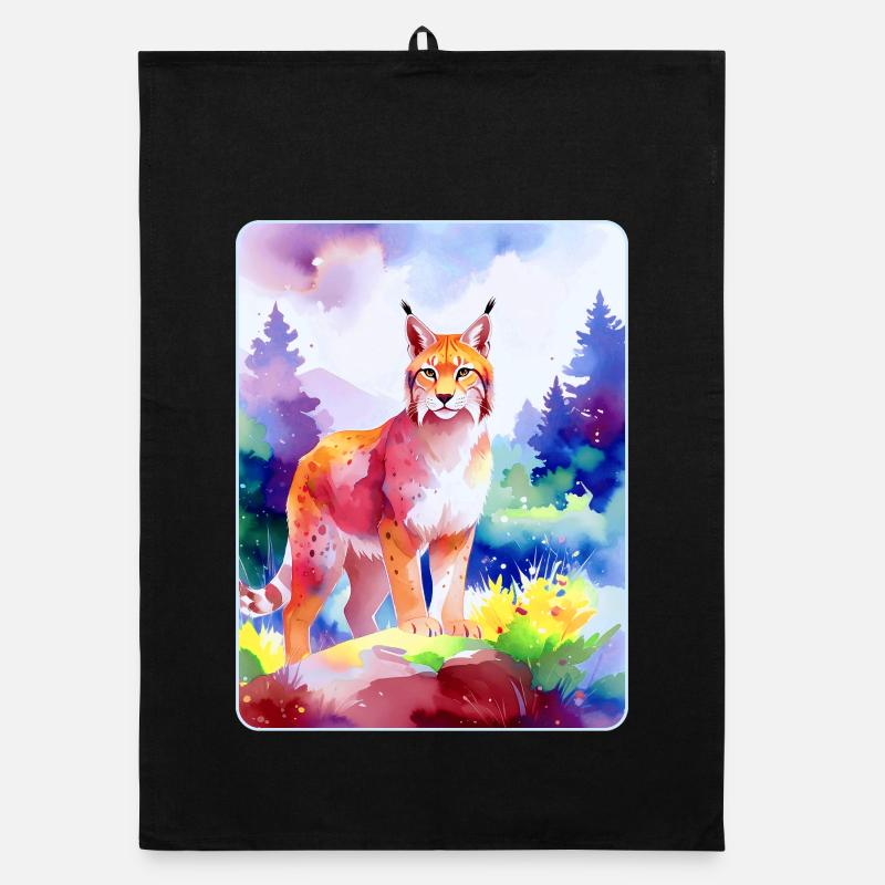 Luchs im Bergwald (Aquarell) Organic Geschirrtuch