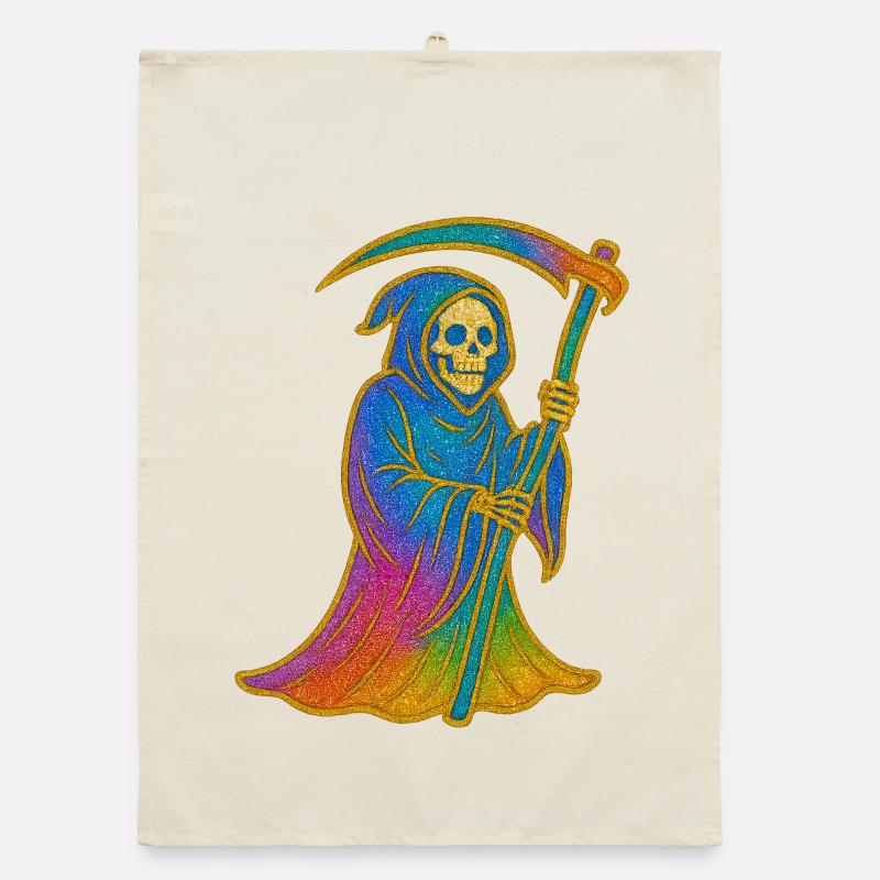 Rainbow Grim Reaper Organic dish towel