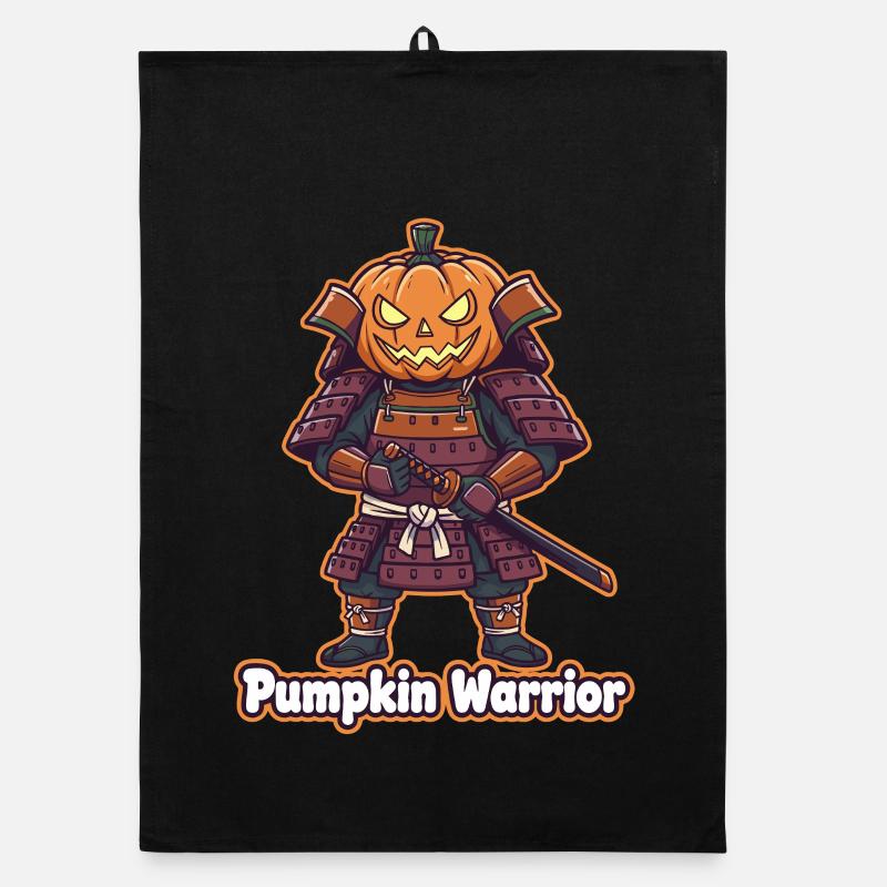 Pumpkin Warrior in the Samurai Armor Organic dish towel