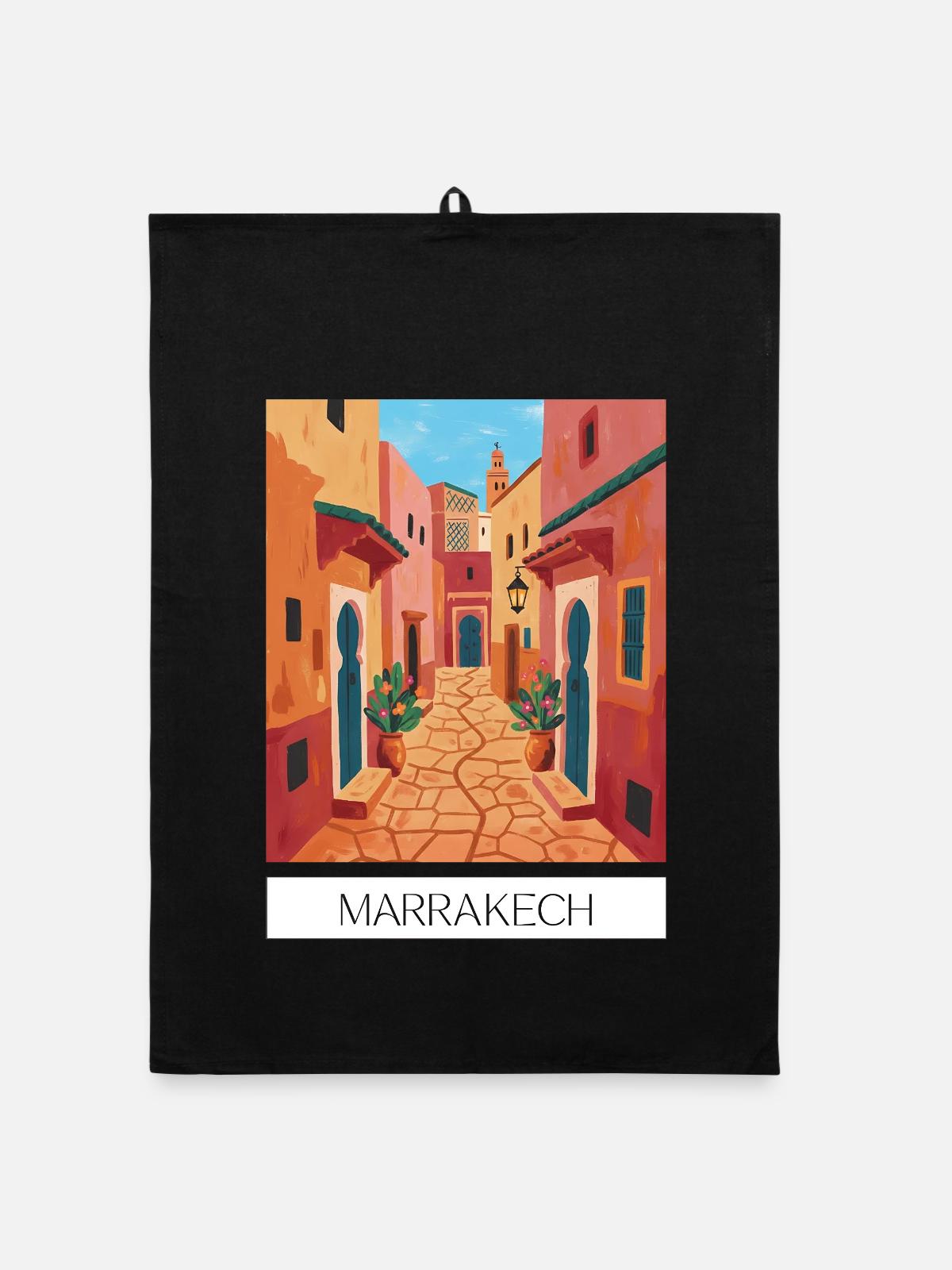 Marrakesch Farbenzauber - Organic Geschirrtuch - Schwarz - Vorne