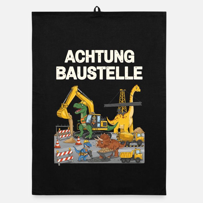 Dinosaur Construction Site Organic dish towel