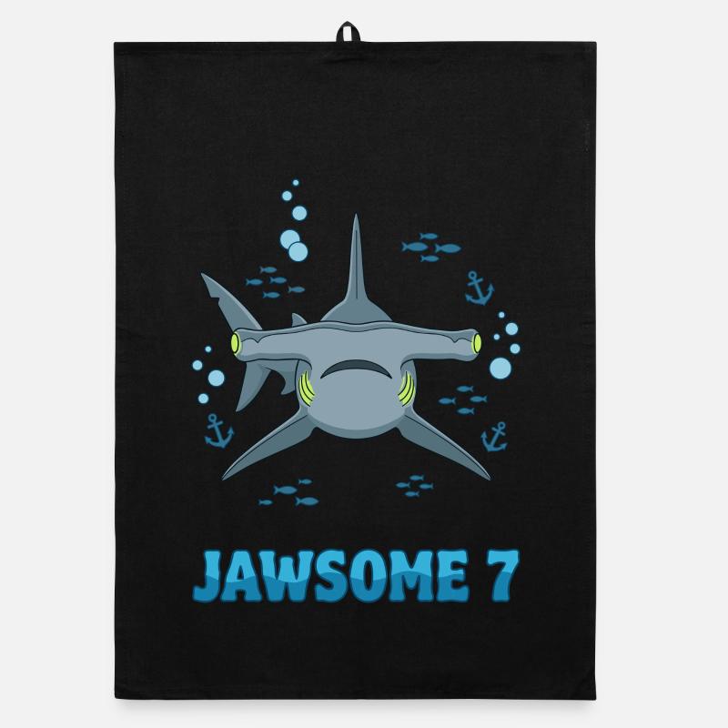 Jawsome 7 Hammerhead Shark Birthday Organic dish towel