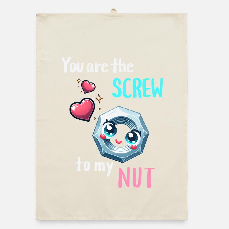 Funny Nut Bolts Pair Design Organic dish towel