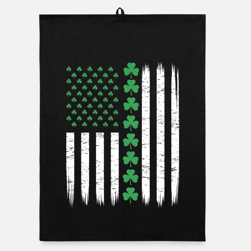 US American Flag with Shamrocks for St Patricks  Organic Geschirrtuch