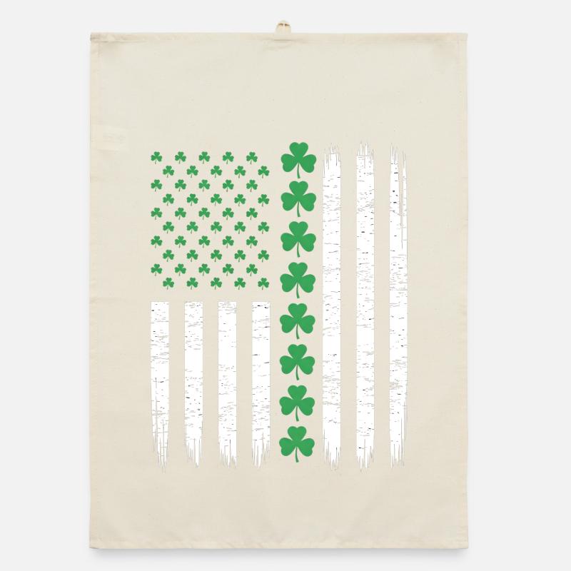 Drapeau américain américain avec trèfles pour Saint Patrick Torchon bio