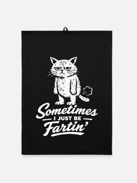 Sometimes I'm just a farting cat ( - Organic dish towel - black - Front