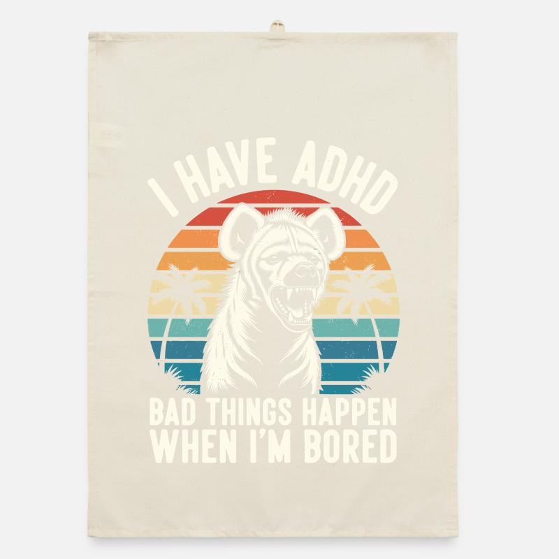 ADHS Humor Hyäne – Wenn mir langweilig wird eskali Organic Geschirrtuch
