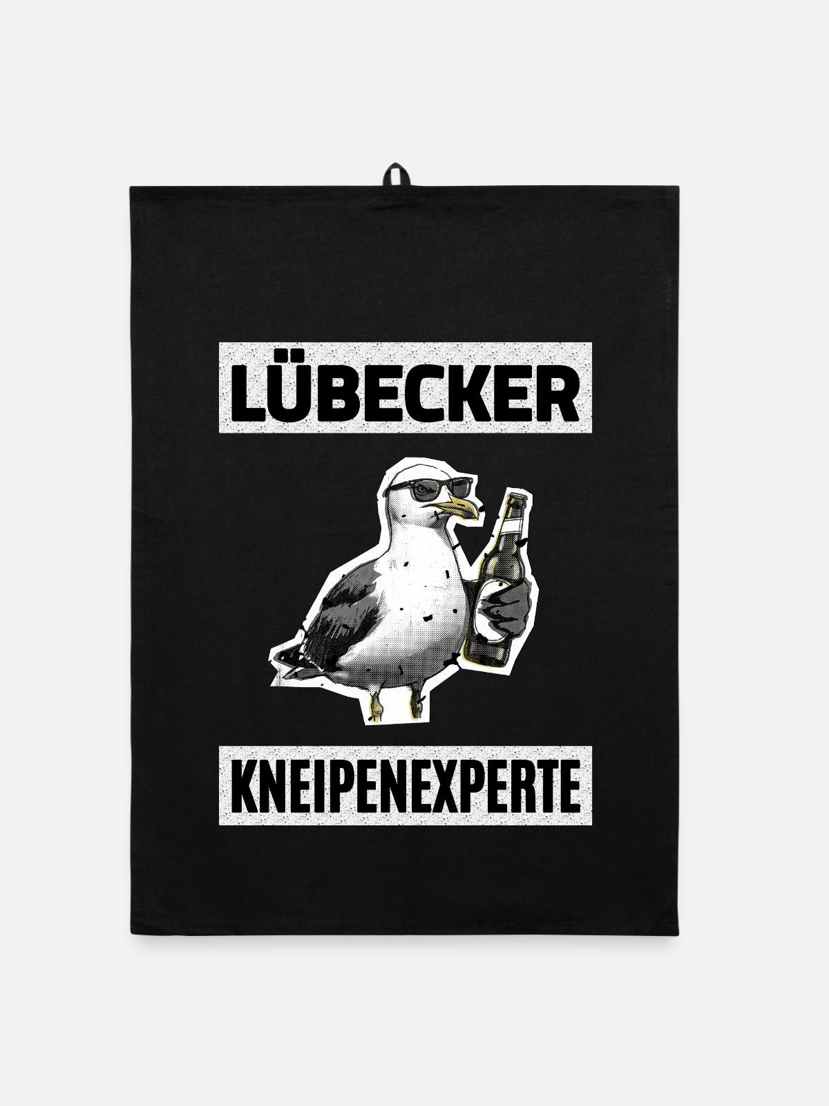 Lübecker Kneipen Experte - Organic Geschirrtuch - Schwarz - Vorne