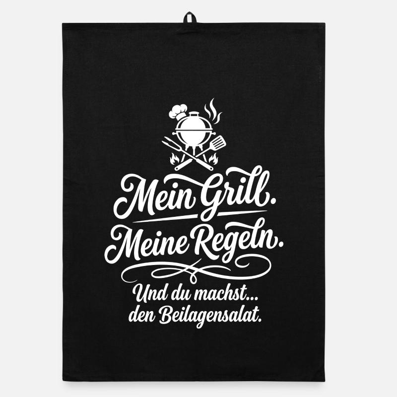 Meine Grillregeln Spruch Organic Geschirrtuch
