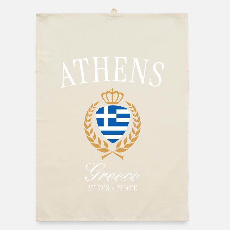 Couronne d’armoiries d’Athènes en Grèce – Souvenir de voyage Torchon bio